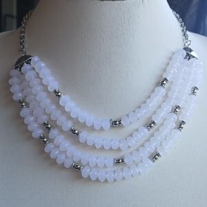 Paparazzi White and Silver Layered Necklace